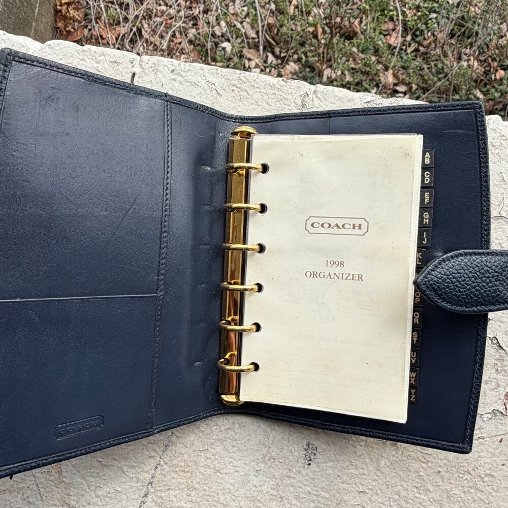 COACH Vintage Madison Italy Pocket Organizer Small Refillable Binder Navy Case